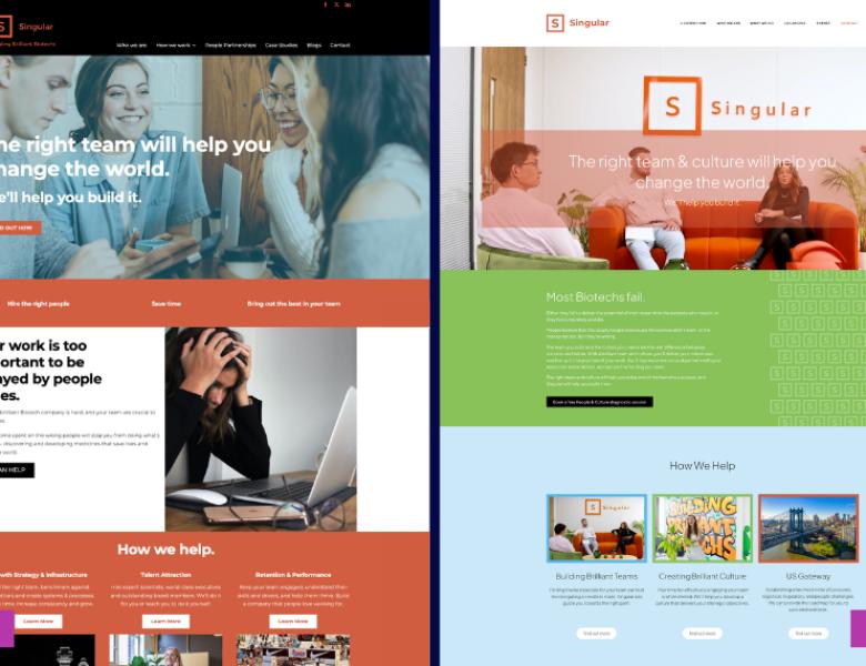 Singular website before and after